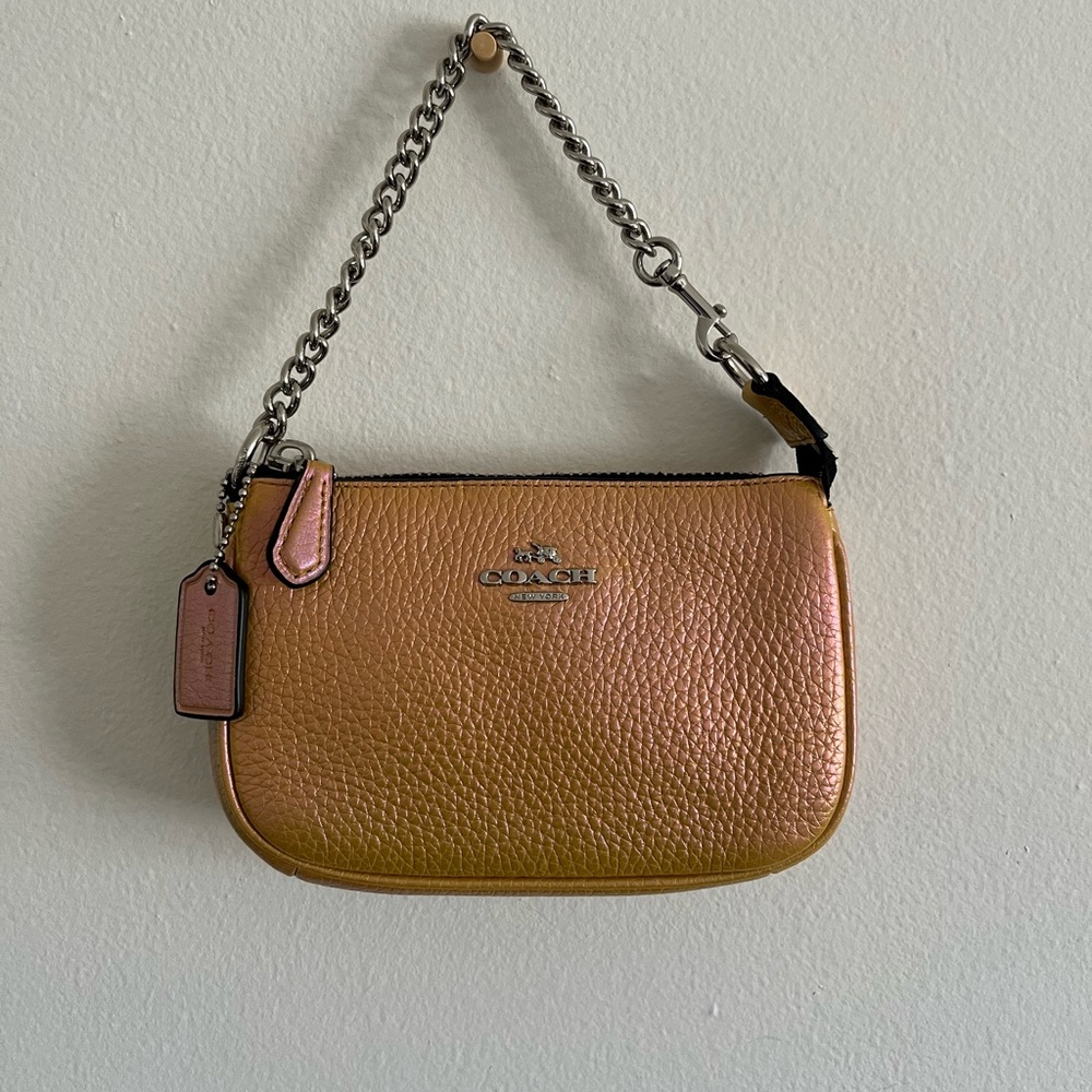 Small metallic coach purse